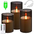 Rechargeable Flameless Candles, Rechargeable Battery Candle with Remote Control and Timer, Real Wax Warm Color for Halloween Christmas Wedding Home Birthday Party Decor 200 Hours