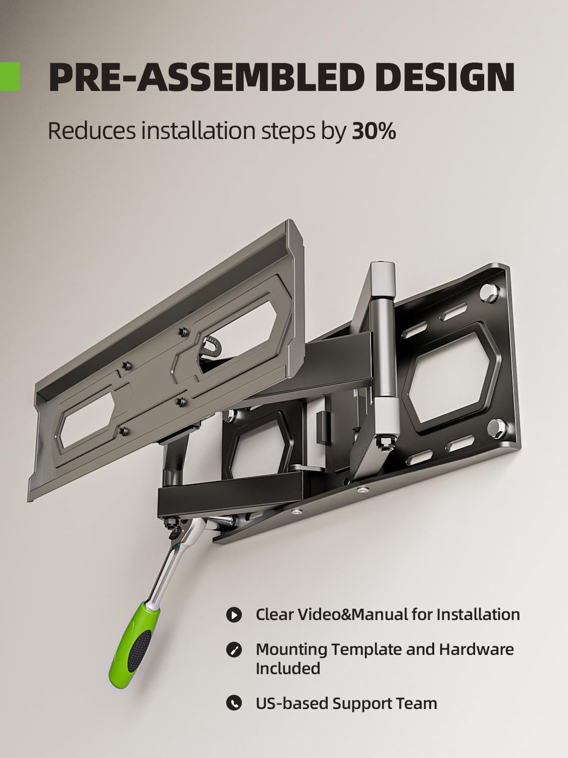 USX MOUNT UL Listed Full Motion TV Wall Mount for Most 32-70 inch TVs up to 110lbs, Wall Mount TV Bracket with Dual Swivel Articulating Arms, Max VESA 400x400mm and 16" Wood Studs, XMM021