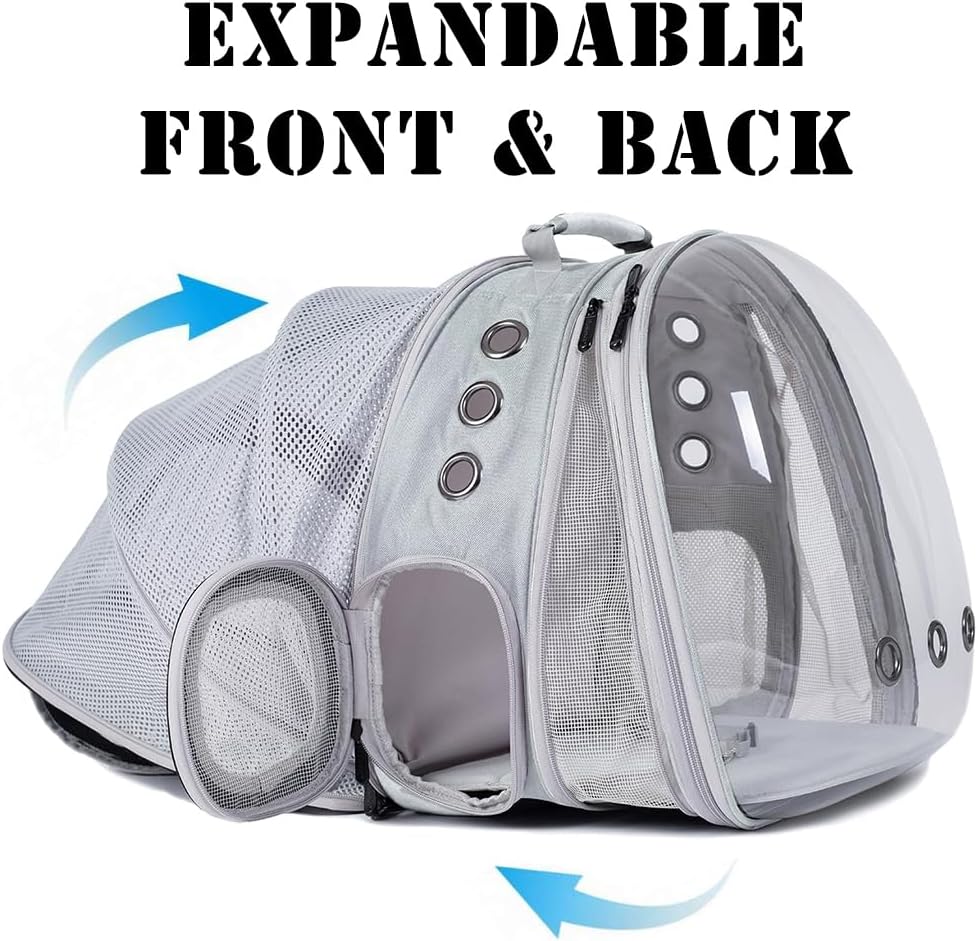 LAIRIES Dual Expandable Cat Backpack Carrier Front & Back Extension Pet Backpack Carrier, Fit up to 20 lbs, Bubble Capsule Dog Backpack Travel, Hiking & Outdoor Backpack (CL-Star Blue, Dual Extension)