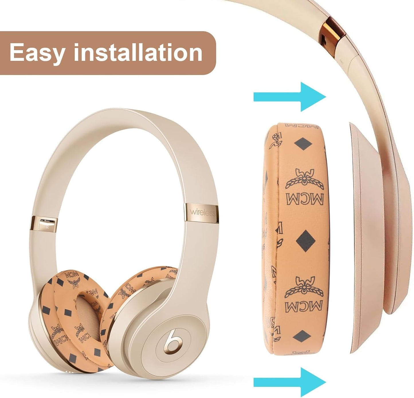 Studio 3 Ear Pads Cushions Replacement Earpads for Beats Studio 2 & Studio 3 Wired & Wireless Headphones,Ear Cushions Memory Foam Earpads with Soft Protein Leather Replacement Parts -White Floral