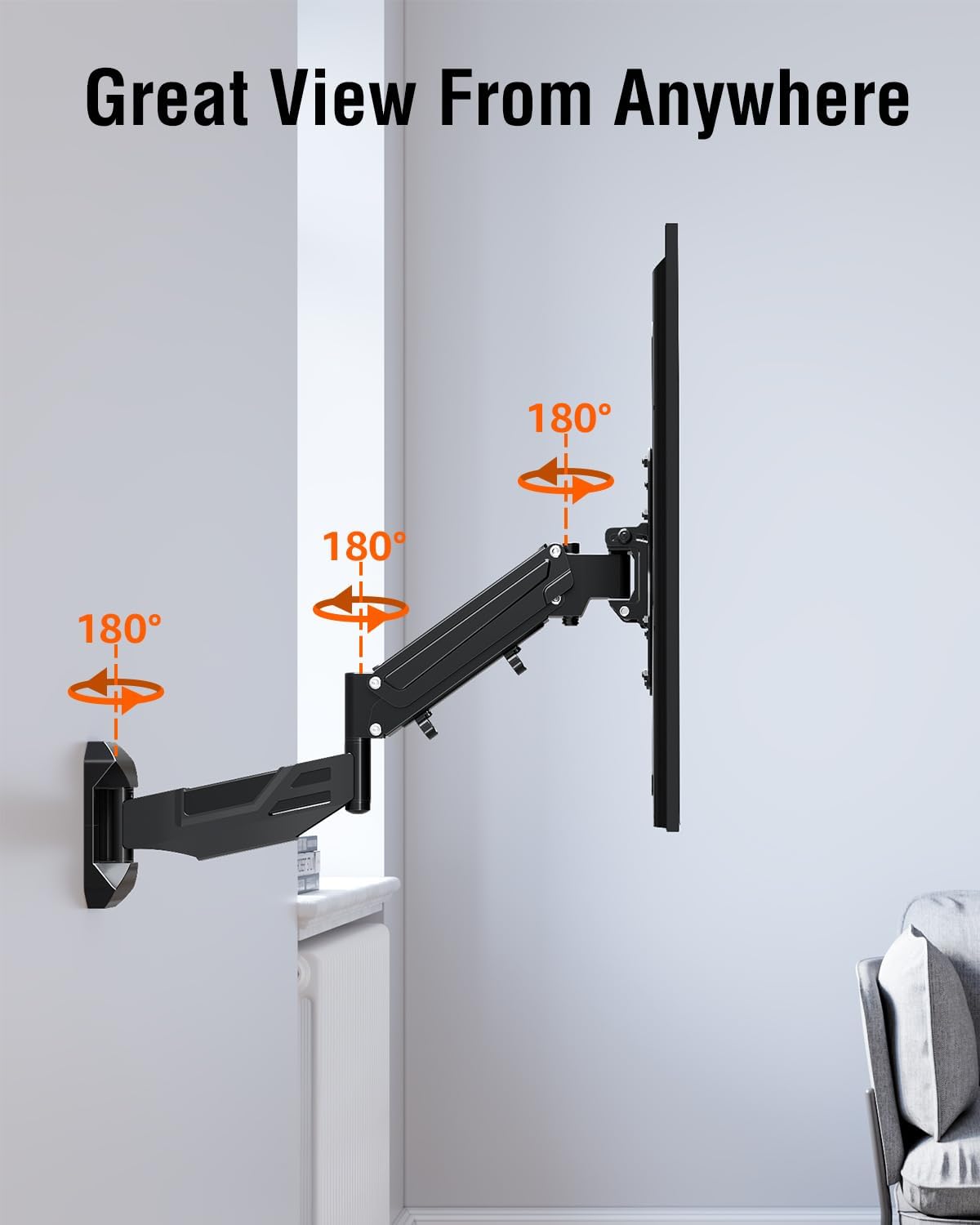 ELIVED Height Adjustable TV Wall Mount for Most 23-55 Inch tvs, Spring Arm Full Motion Swivel Tilt Articulating TV Mount Bracket, Max VESA 400x400mm, Support 11-66 lbs, YD1010