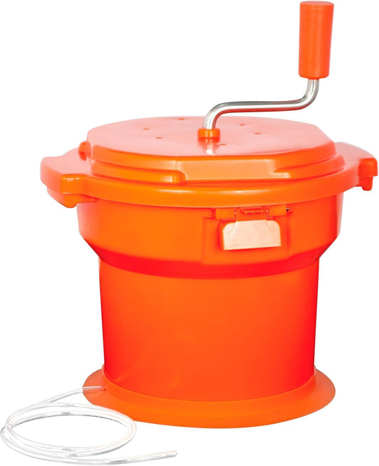 Hakka Commercial Salad Spinner, 3 Gallon/12 L Manual Salad Dryer Jumbo Lettuce Spinner Lettuce Dryer with Silicone Anti-Slip Mat & Draining Hose - Dries up to 3 Heads of Lettuce - PuriLite