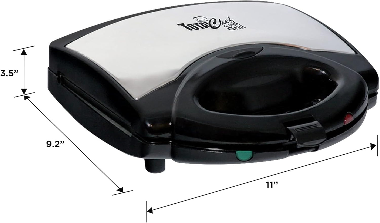 Total Chef 4 in1 Grill Waffle Maker - Mini Belgium Gaufre, Sandwich, Panini Press Machine, Electric, Non-Stick Removable Plates, Easy To Clean Countertop Cooking Kitchen Appliance For Breakfast