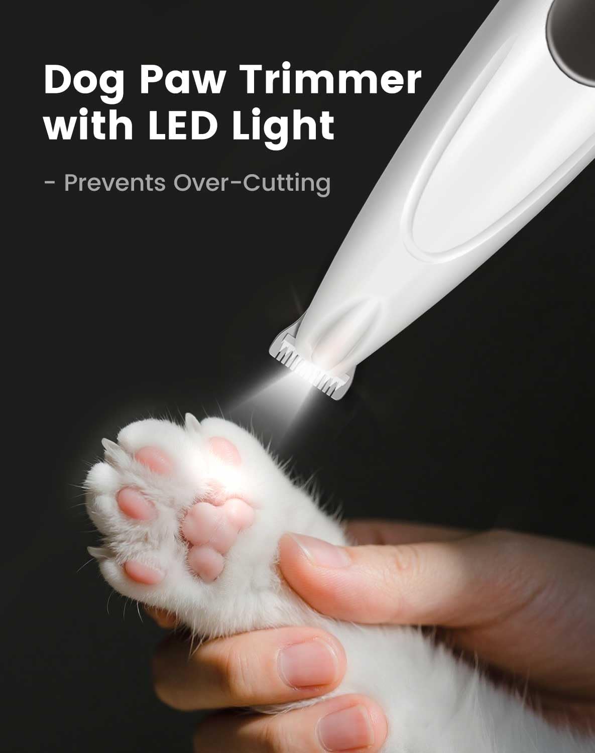 PAPMINI 2 in 1 Dog Nail Grinder Quiet and Dog Paw Trimmer, Rechargeable Electric Dog Nail Trimmer for Large Medium Small Dogs, Cordless Dog Hair Clippers for Paws, Ears, Eyes, Rump (White)