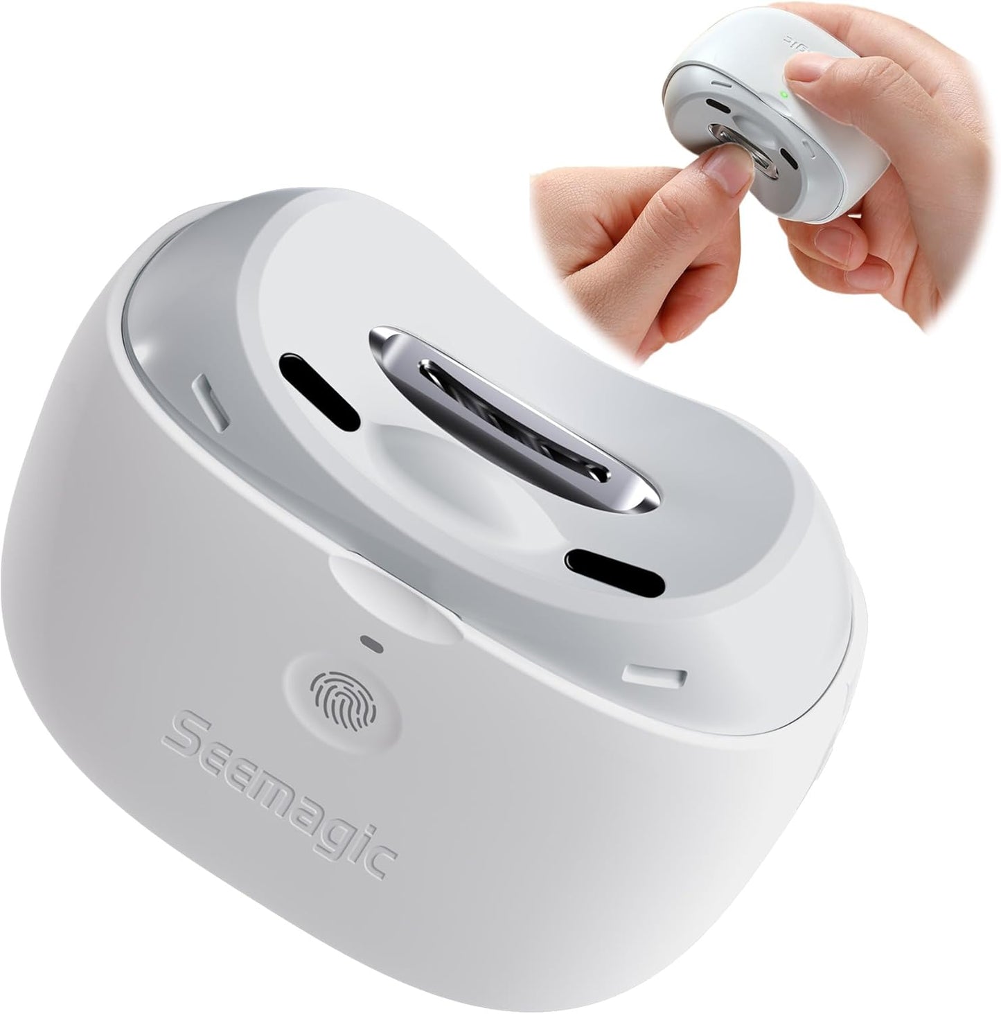 Electric Nail Clippers for Baby Nail Trimmer, 2 in 1 Automatic Electric Nail Clipper with LED Light, USB Rechargeable & 2 Speeds, Automatic Nail Clippers for Adults, Seniors, Babies, Children(White)
