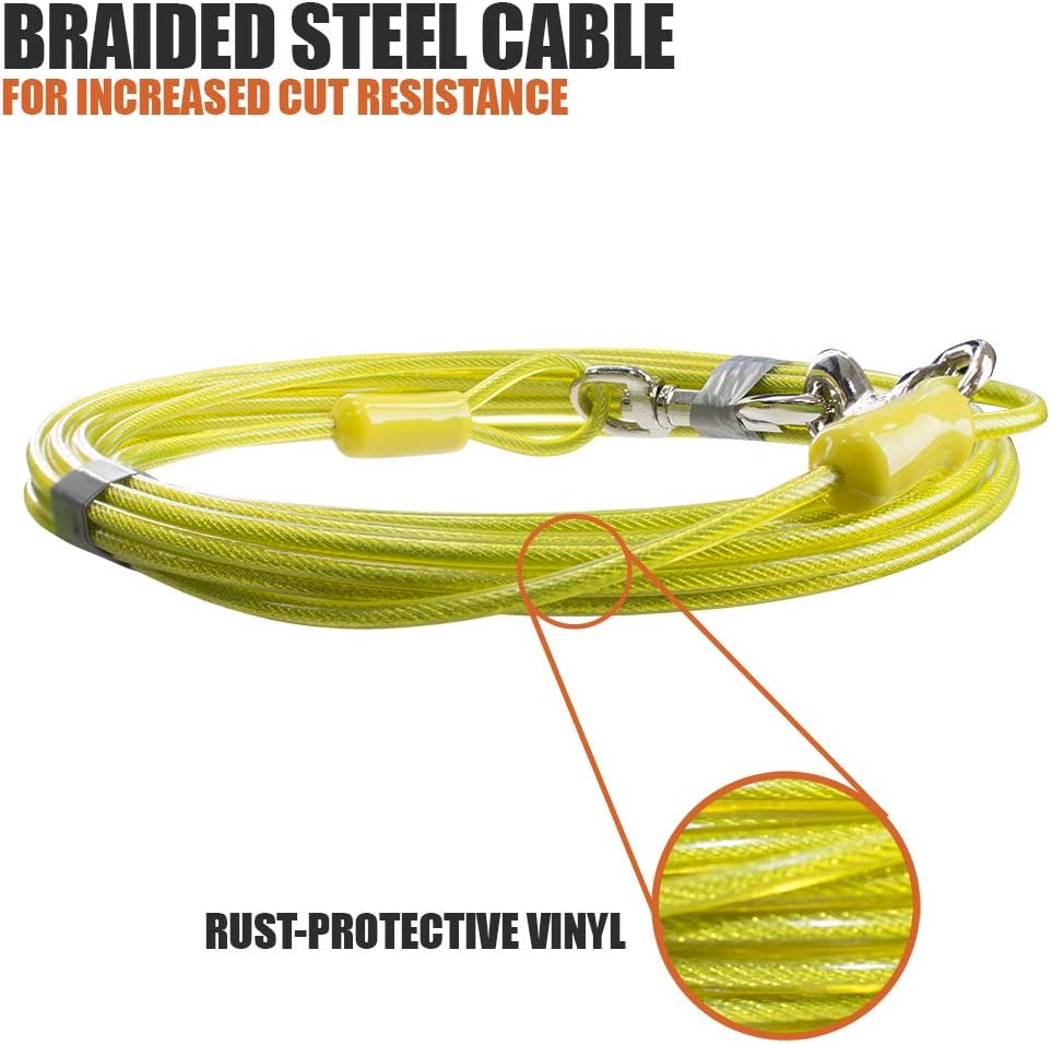 BV Pet Small Tie Out Cable for Dog up to 35 Pound, 25-Feet