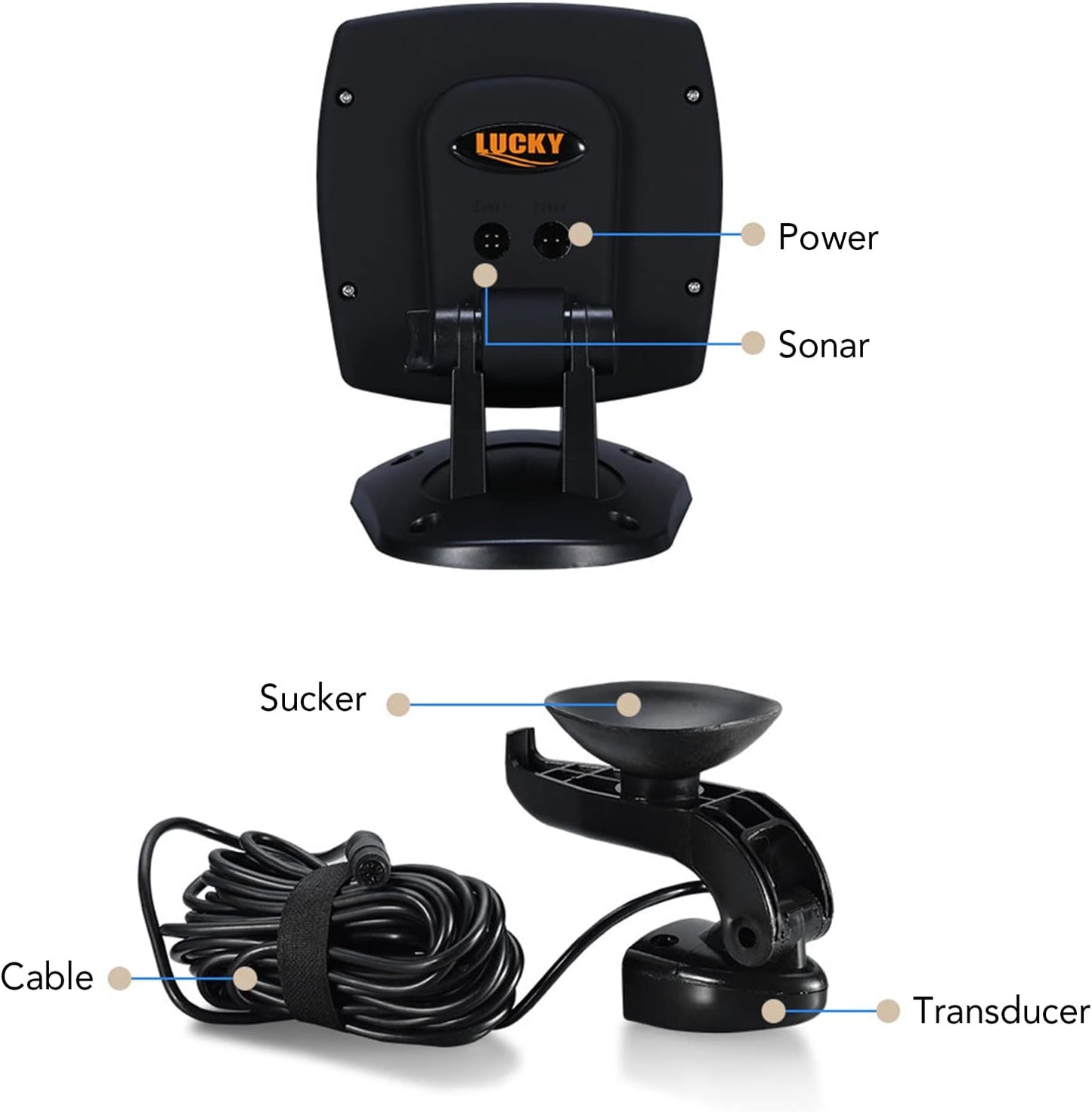 Fish Finder Wired Transducer Sensor Fishfinder 45 Degrees Underwater Fishing Camera Portable Fish Finder Waterproof Underwater Monitor LCD Fish Locator Boat Fishfinder Fish Detector