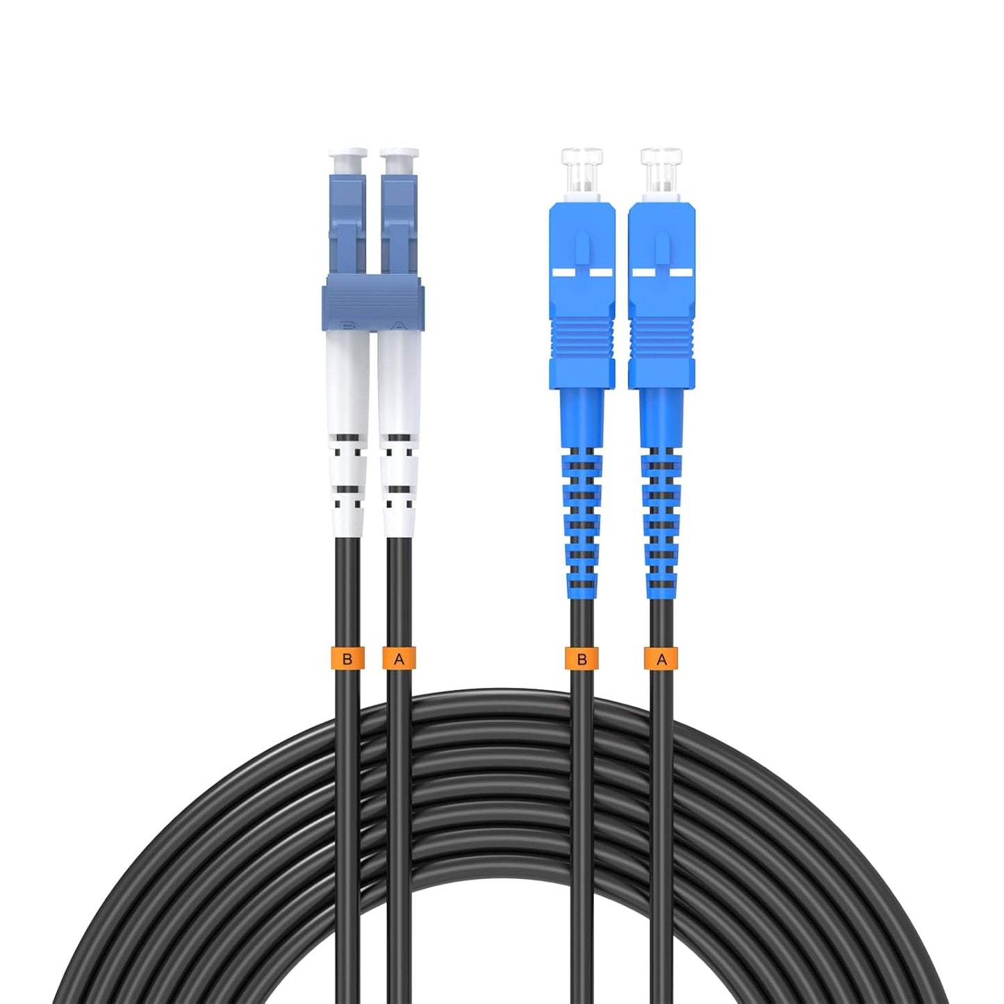 Buacoz 200 Meters LC to LC UPC Outdoor Armored Fiber Patch Cable, 9/125um Single Mode Duplex Fiber Optic Internet Cables, Jumper Optical Patch Cord, (200M/656ft), TPU Black