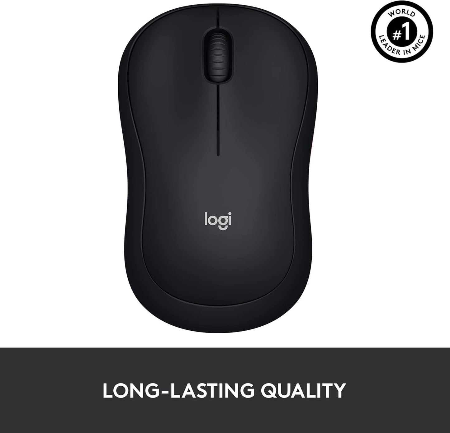 Logitech M185 Wireless Mouse, 2.4GHz with USB Mini Receiver, 12-Month Battery Life, 1000 DPI Optical Tracking, Ambidextrous, Compatible with PC, Mac, Laptop - Black