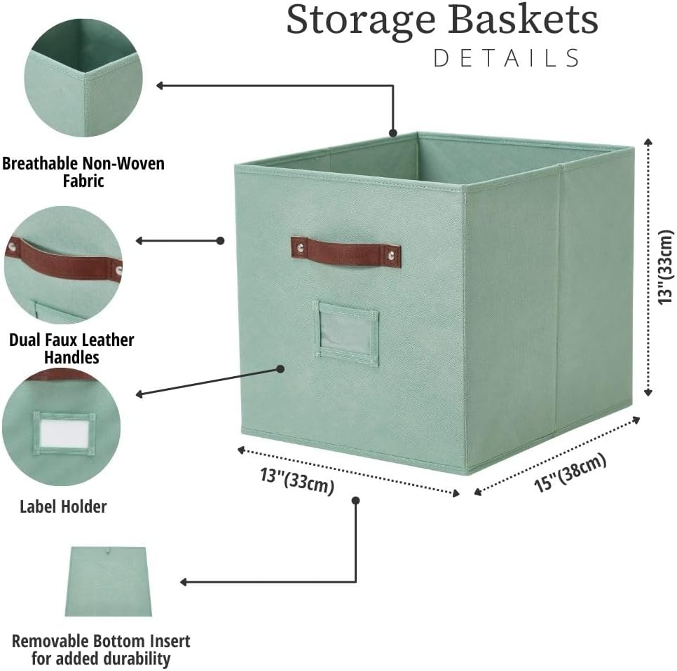 DECOMOMO Cube Storage Bin, Storage Cubes with Labels, Baskets for Shelves Kallax Linen Closet Organizers (Cube 10.5x11"/ 6pcs, Black)