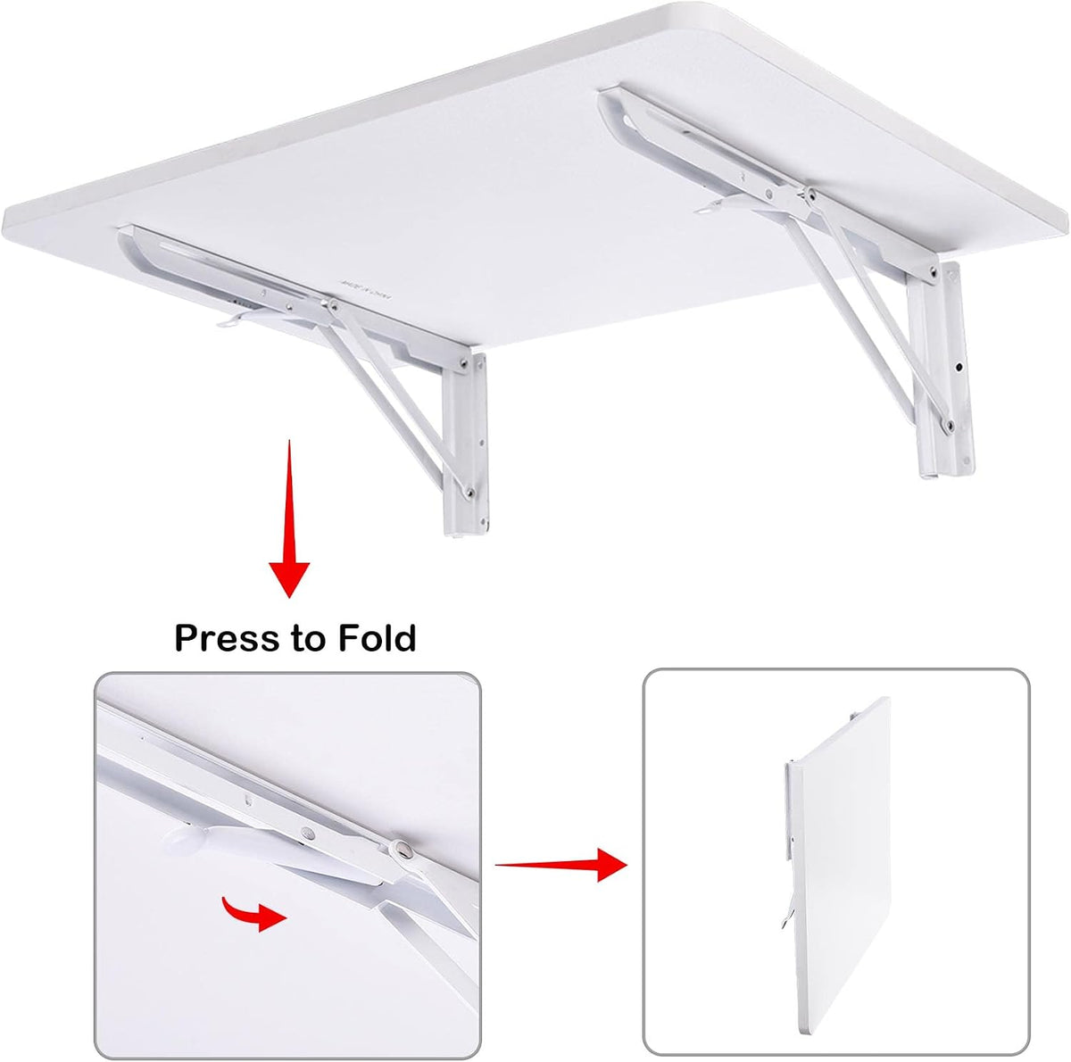 Yescom Wall Mounted Floating Folding Desk Wooden PC Dining Drop Leaf Table 24"x16" 50lbs Weight Capicity for Study White