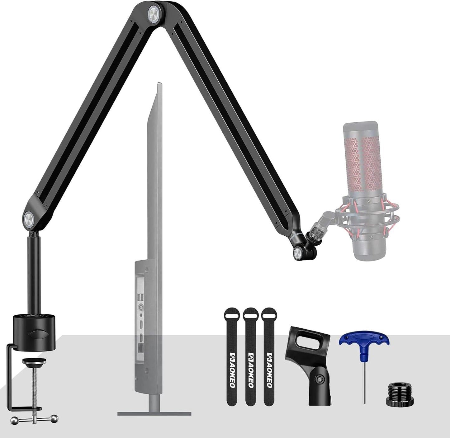Microphone Arm,Aokeo AK-35 Microphone Desk Stand-Microphone Suspension Boom Scissor Arm Stand For Blue Yeti,Blue Snowball iCE,QuadCast,Elgato