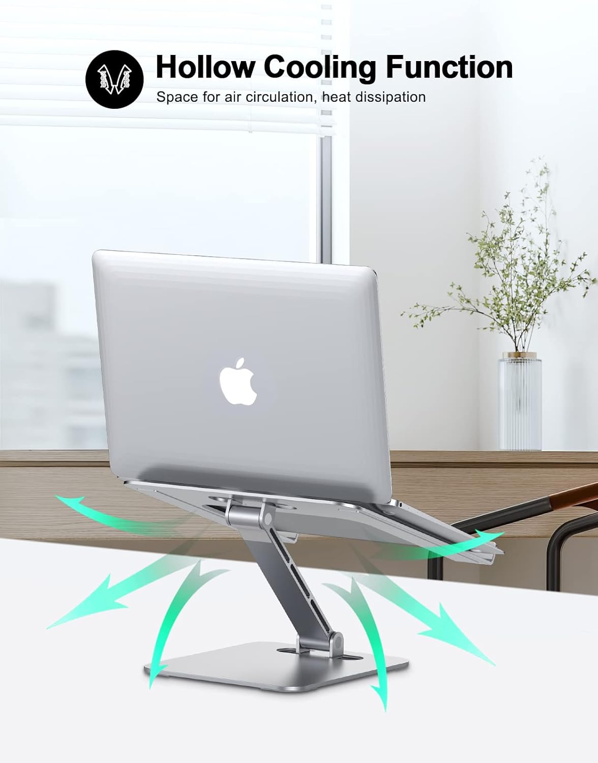 Zewwen Laptop Stand for Desk, Ergonomic Adjustable Foldable Computer Stand with Heat-Vent, Aluminium Alloy Laptop Riser Compatible with MacBook Air, Pro, Dell XPS, Samsung, 10”-16"
