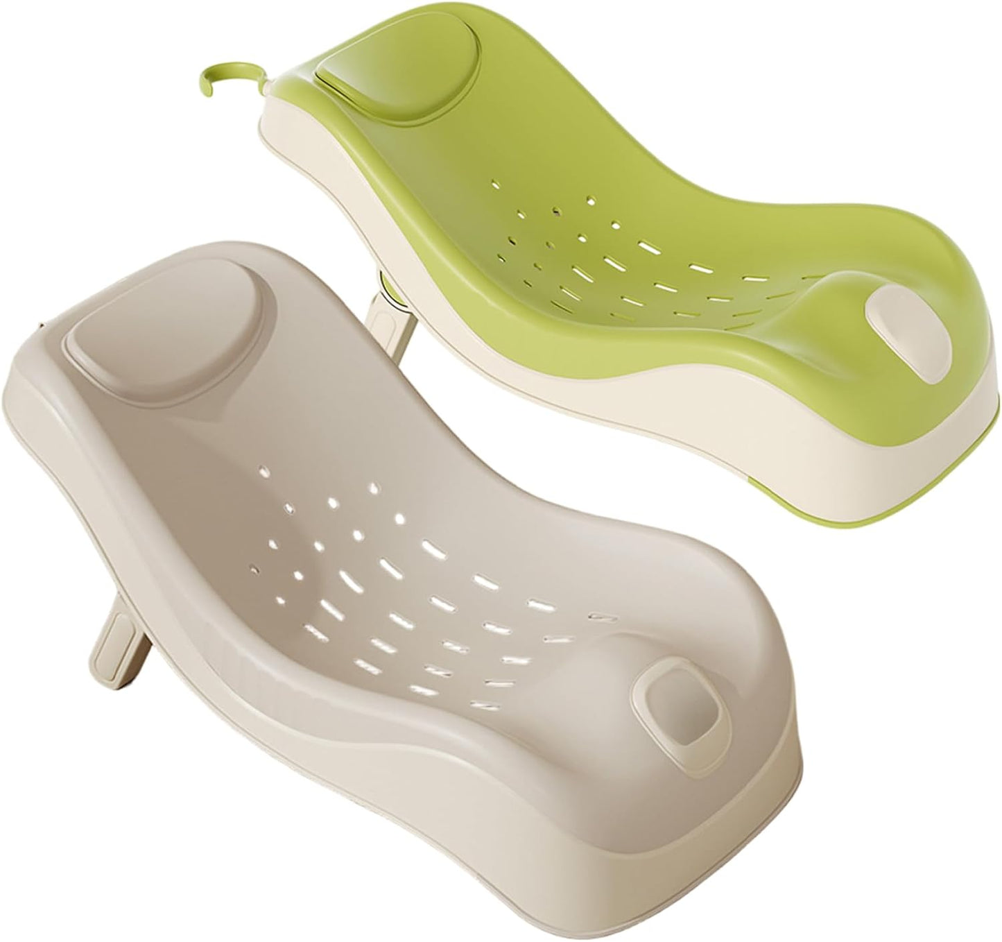 Baby Sink Bath, Adjustable Height Ergonomic Baby Bath Support with Temperature Reminder & Drainage Hole, Foldable Portable Infant Bathtub with Hook for Home Travel, Green, Sink Bather for