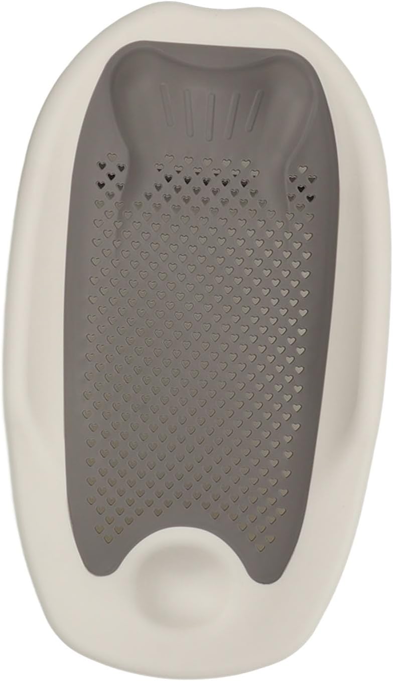Foldable Baby Bath Support with Hollow Pattern, Ergonomic Design 3 Point Mechanical Structure, Universal Fit for Home Bathroom (Grey)