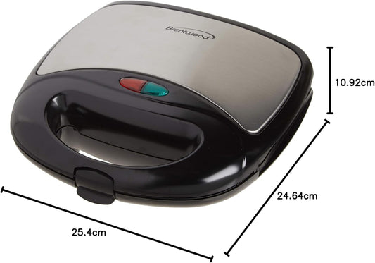 Brentwood BTWTS240B, Sandwich Maker, Black, 10.00in. x 9.70in. x 4.30in. - PuriLite