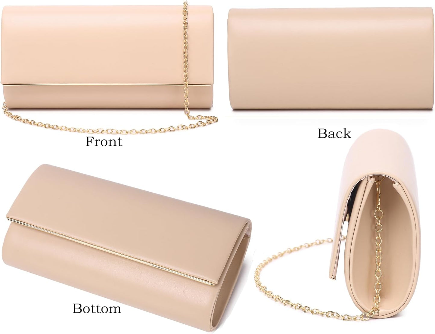 MUDUO Patent Leather Envelope Clutch Purse Shiny Candy Foldover Clutch Evening Bag for Women (7018-Silver)