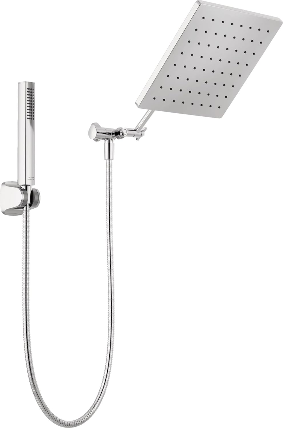 Delta Faucet 10-inch Raincan Shower Head and Hand Held Shower Combo, Black Square Shower Head, Rainfall Shower Head, Hand Shower, High Pressure Shower Head, 1.75 GPM Flow Rate, Matte Black 75527-BL