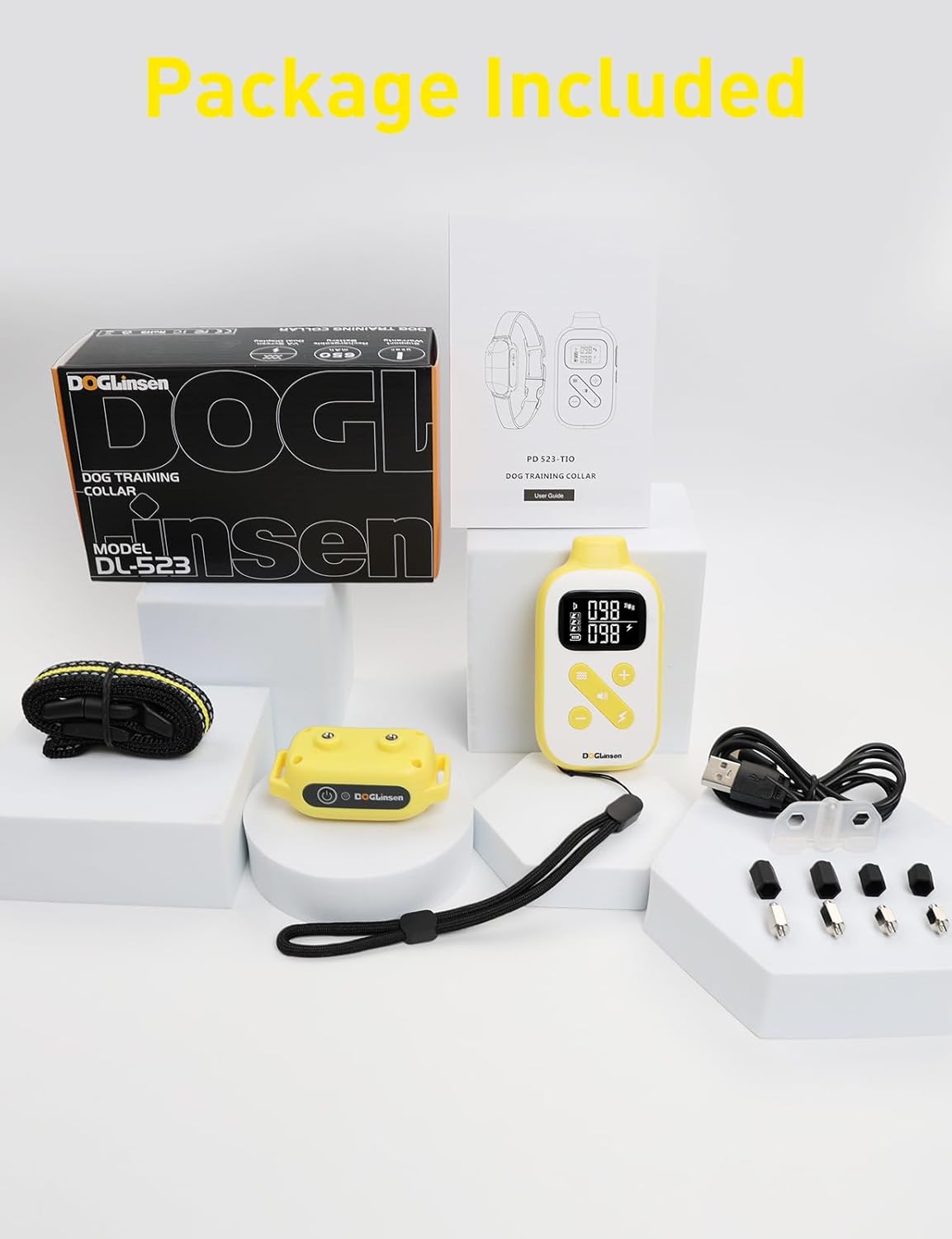 DOGLinsen 2-in-1 Bark and Shock Collar for Dogs, Smart Anti Barking Dog Training Collar with 5 Adjustable Sensitivity, Automatic Bark Collar with Remote, Vibration, Beep, Shock and Automatic