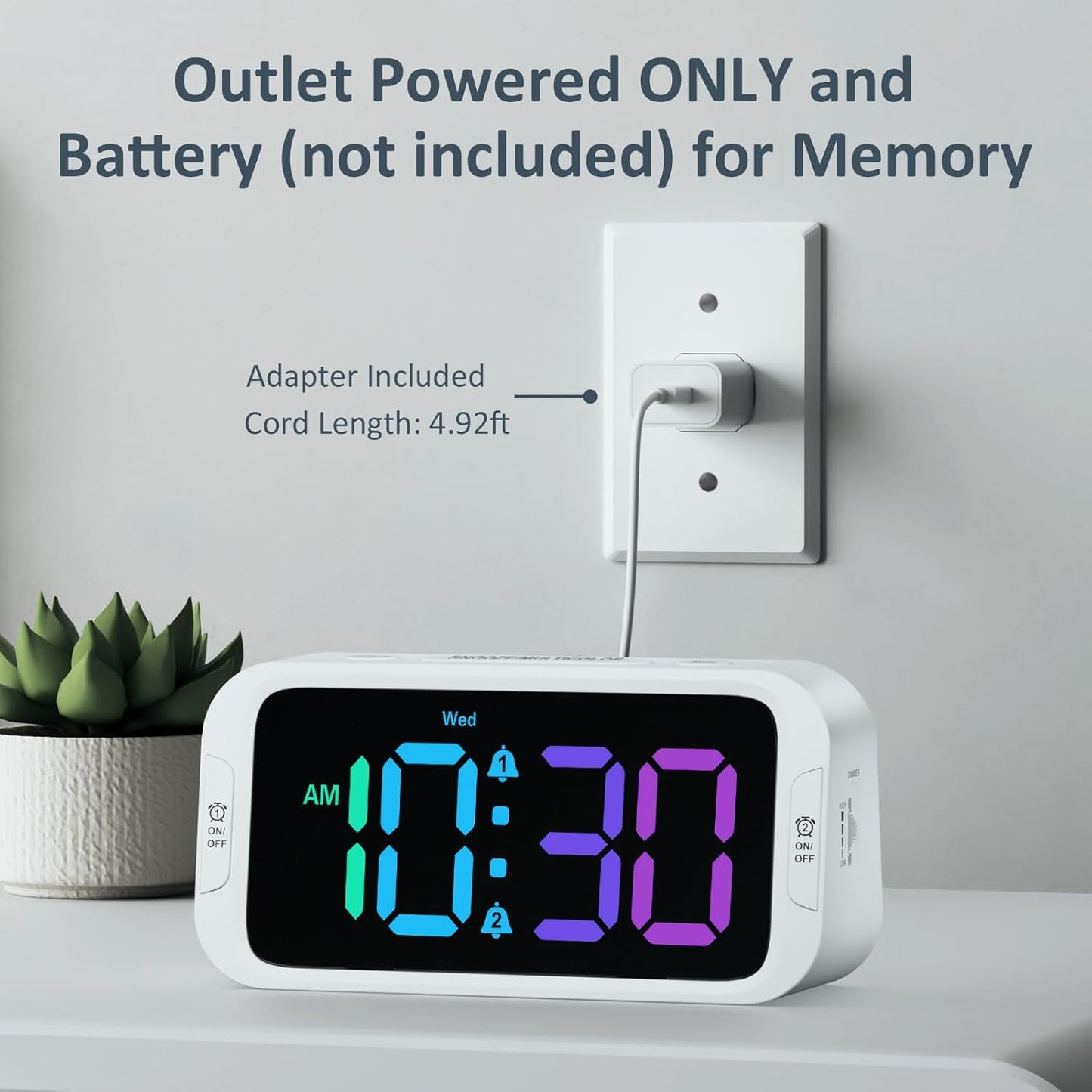 Odokee Digital Dual Alarm Clock for Bedroom, Easy to Set, 0-100% Dimmer, USB Charger, 5 Sounds Adjustable Volume, Weekday/Weekend Mode, Snooze, 12/24Hr, Battery Backup, Compact Clock for Bedside(Blue)