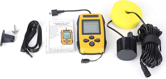 Fish Finder, Portable Fishing Kayak Fishfinder Handheld Fish Depth Finder with Sonar Sensor Transducer and LCD Display Fish Detector Device for Fishing