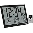 WallarGe Atomic Clock with Outdoor and Indoor Temperature - 12.5 Inch Self-Setting Digital Clock Large Display, Battery Operated Wall Clocks or Desk Clocks for Bedroom, Livingroom, Office