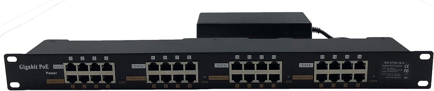 Purilite Select 8-Port Gigabit PoE Injector with 48V Power Supply – 60W Total Output for IP Phones, Cameras & Access Points