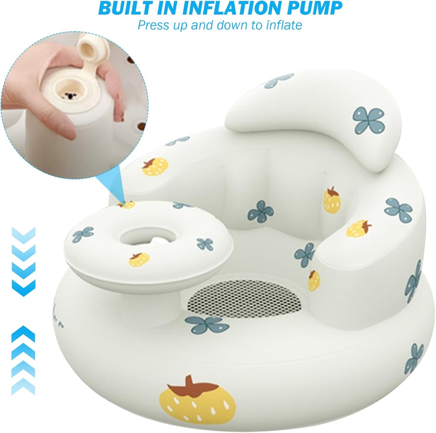 Inflatable Baby Seat for Baby 3-36 Months, Waterproof Inflatable Baby Chair with Tray, Blow up Baby Chair with Air Pumps, Baby Sitting Support for Sitting Up, Baby Shower