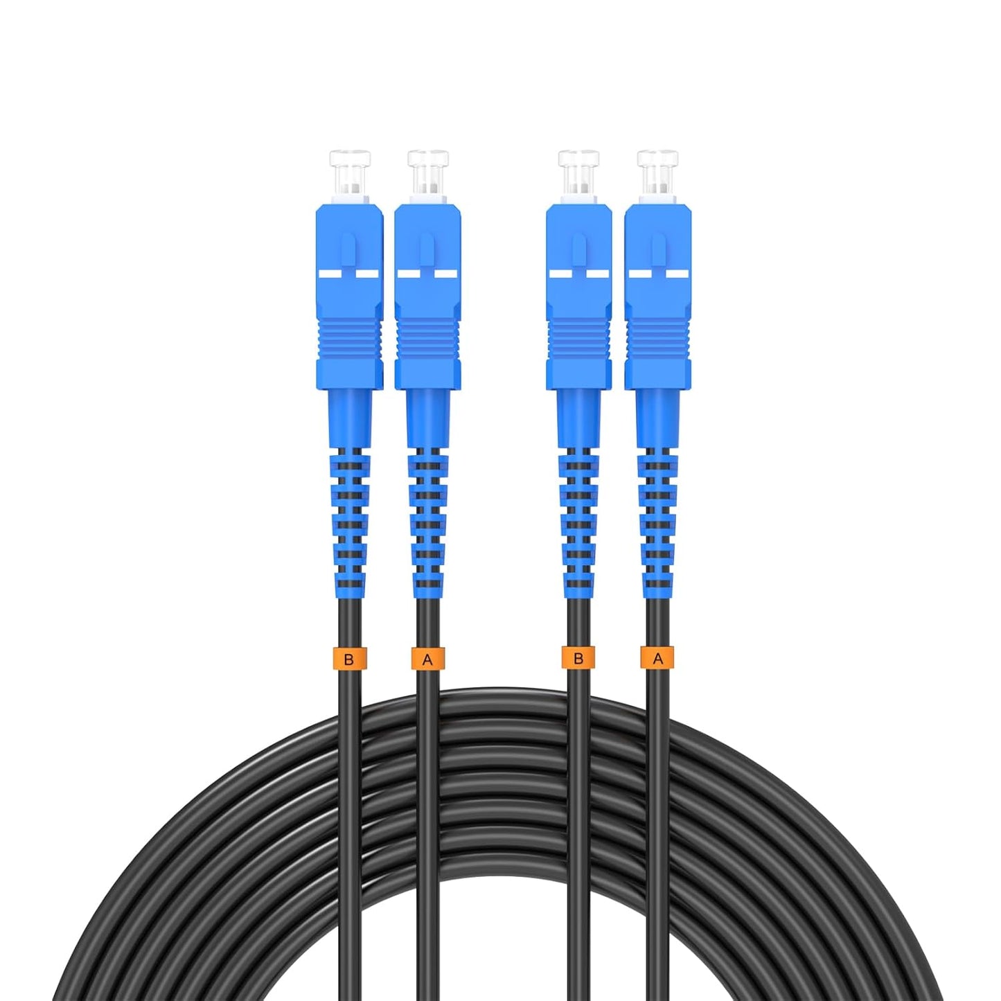 Buacoz 200 Meters LC to LC UPC Outdoor Armored Fiber Patch Cable, 9/125um Single Mode Duplex Fiber Optic Internet Cables, Jumper Optical Patch Cord, (200M/656ft), TPU Black