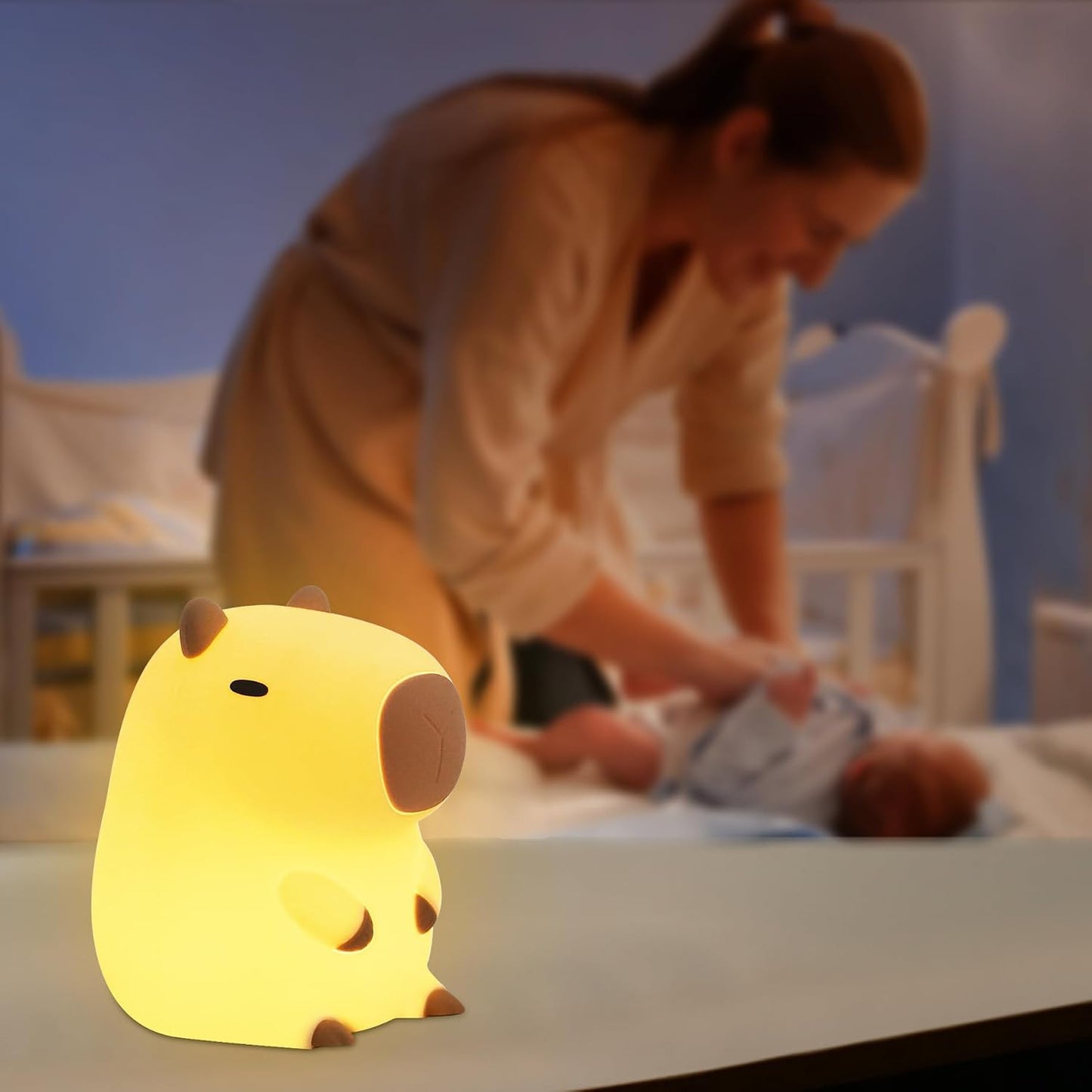 YuanDian Capybara Night Light - Adorable Gift for Women, Teen. Decorate Bedroom with Cute Silicone Capybara Nightlights Christmas for Girls and Boys