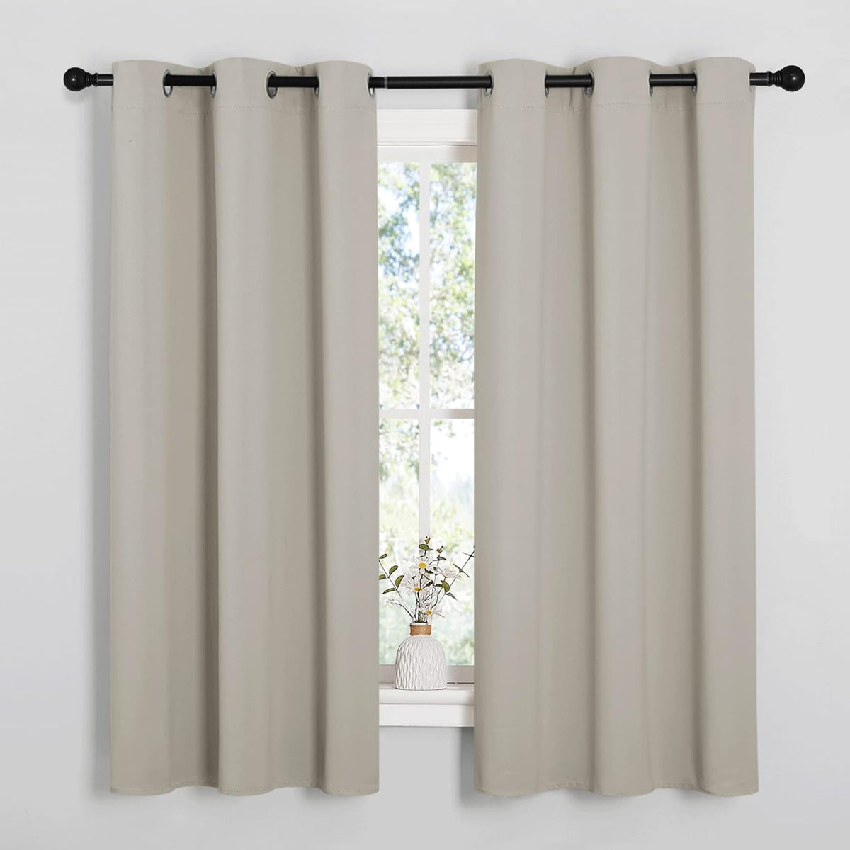 NICETOWN Blackout Curtains 2 Panels for Bedroom- Thermal Insulated Grommet Blackout Curtains 63 Inches Long for Living Room/Kitchen Rideaux occultants (2 Panels, W42 x L63 -Inch,Grey) - PuriLite