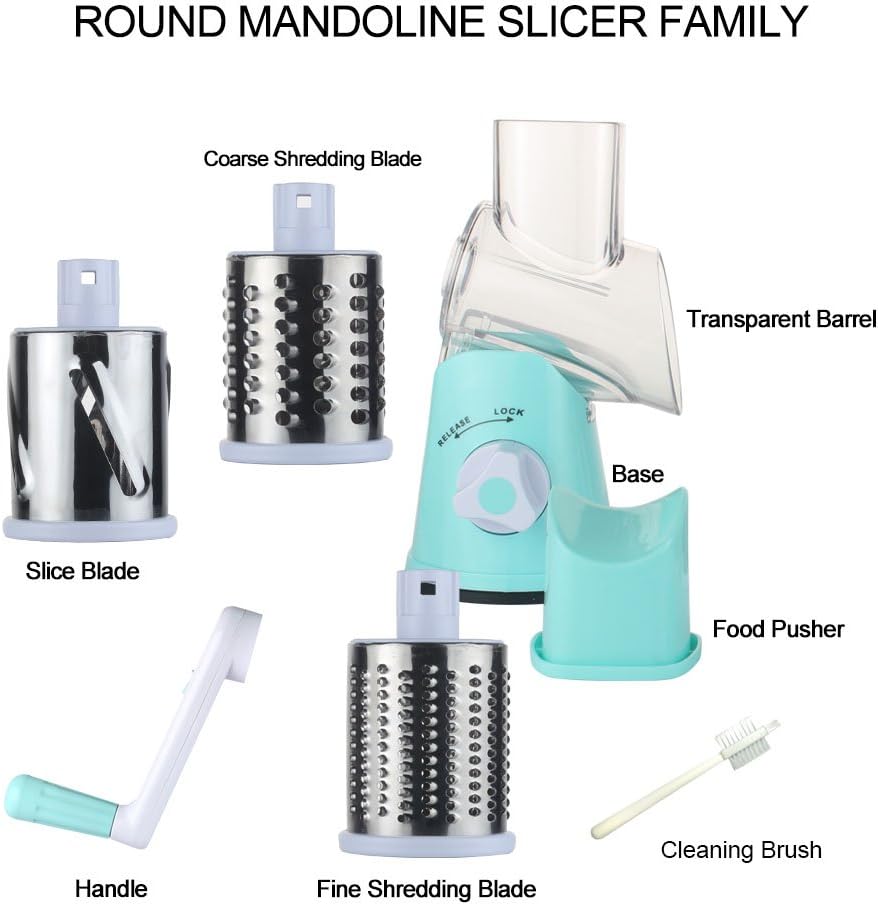 Purilite Select Rotary Cheese Grater with 3 Stainless Steel Blades