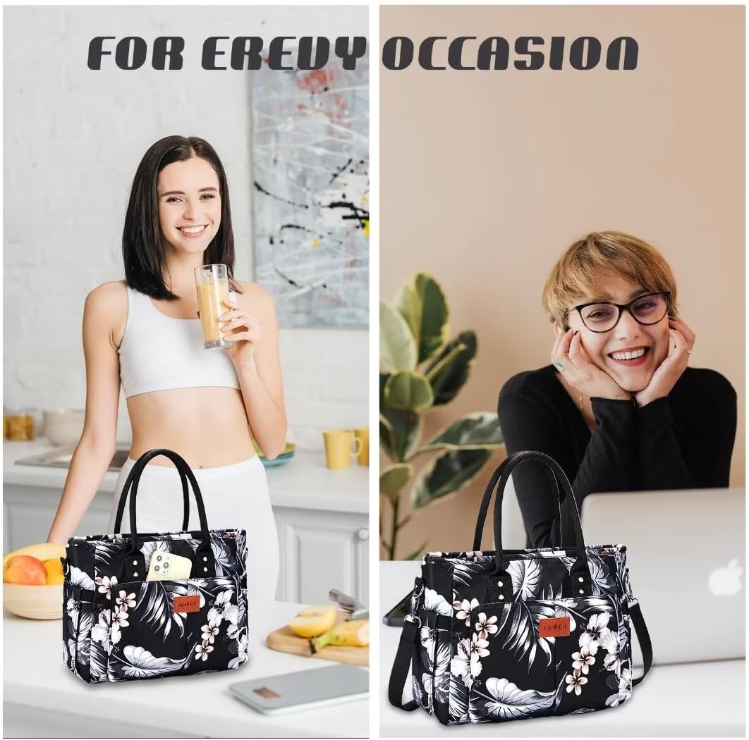 Lunch Bag for Women, Insulated Lunch Box for Work, Large Leakproof Cooler Purse with Side Pockets & Removable Shoulder Strap Women's Lunch Tote Bag for Picnic Work Beach Cute Lunch Bags (Heart)