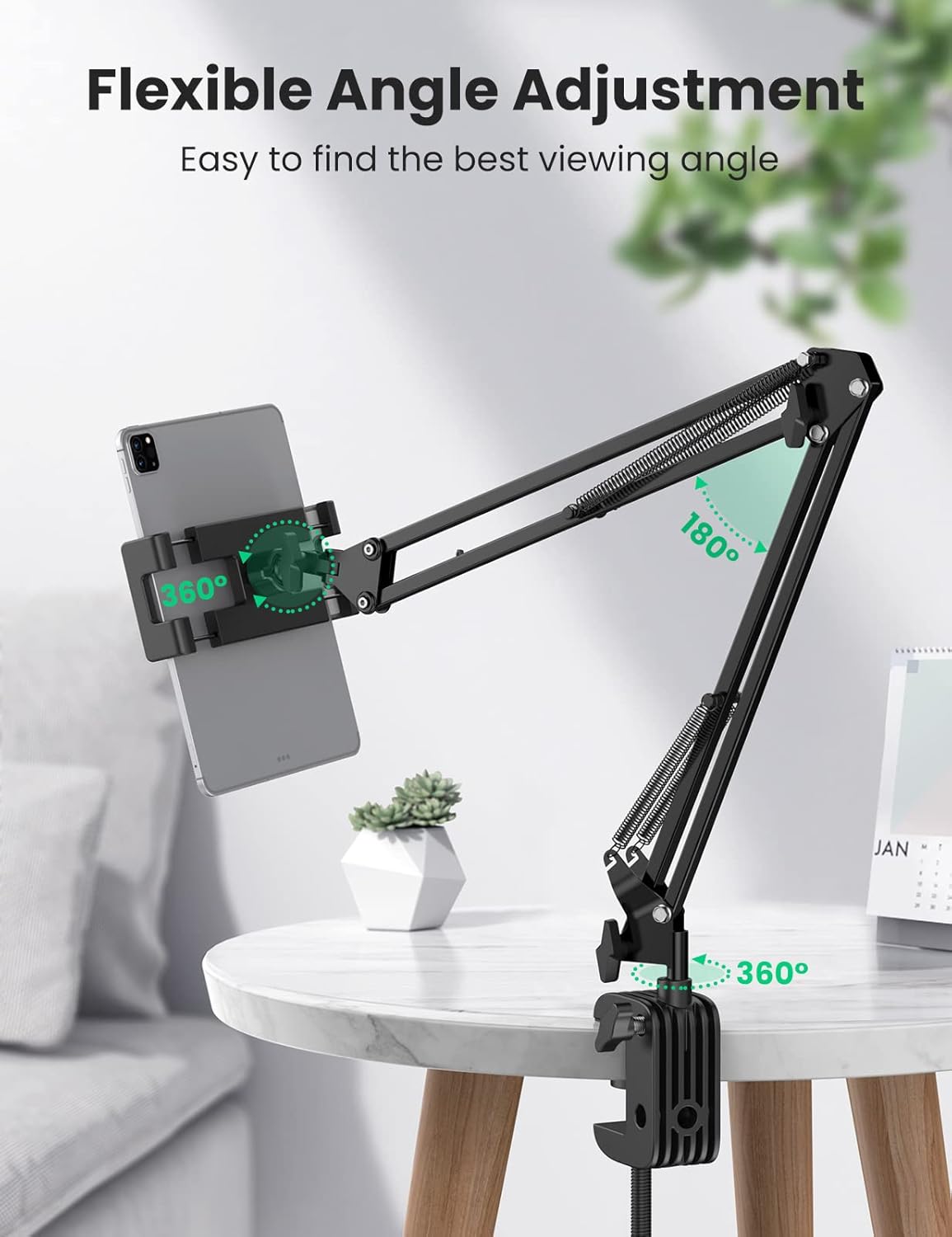 UGREEN Tablet Stand for Bed, Lazy Tablet Holder for iPad, Flexible Tablet Arm Clamp for Desk Compatible with iPad Pro 12.9 9.7 10.5, iPad Air, iPad mini 6 4 3, Galaxy Tab, iPhone 4-12.9 Inch Devices