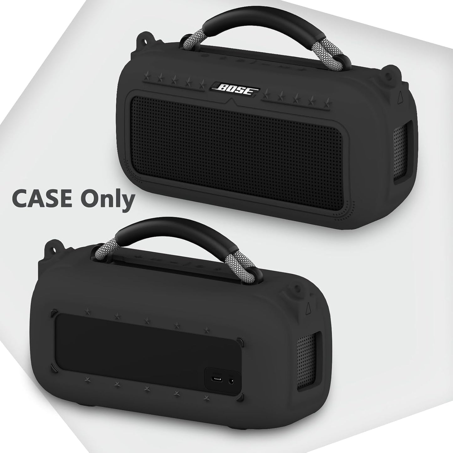 JCHPINE Silicone Cover and Hard Carrying Case for Bose SoundLink Max Portable Speaker, Protective Travel Case for Bose SoundLink Max Speaker Accessories with Shoulder Strap (Black)