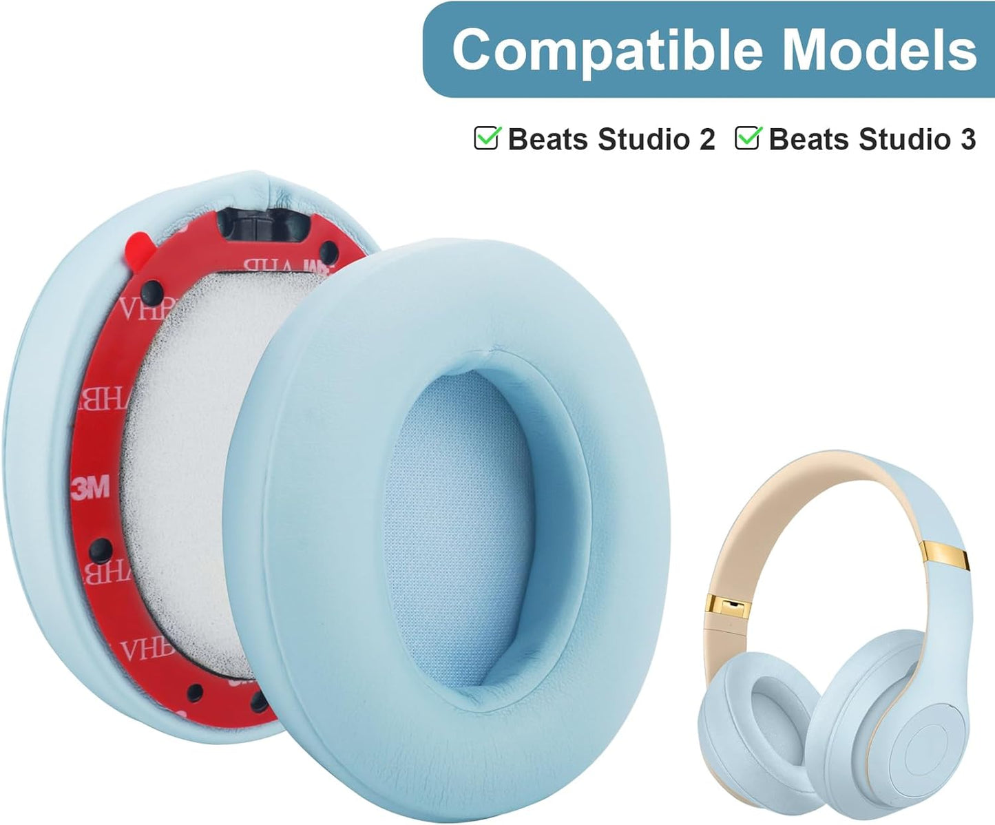 Studio 3 Ear Pads Cushions Replacement Earpads for Beats Studio 2 & Studio 3 Wired & Wireless Headphones,Ear Cushions Memory Foam Earpads with Soft Protein Leather Replacement Parts -White Floral