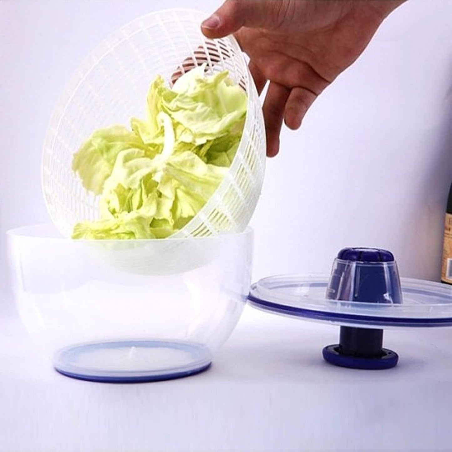 Salad Spinner, Quick Drying Lettuce Spinner | Large Capacity Vegetable Washer, Easy Pump Mechanism, Stable Non-Slip Base, essantial Kitchen Accessory for Fresh Produce