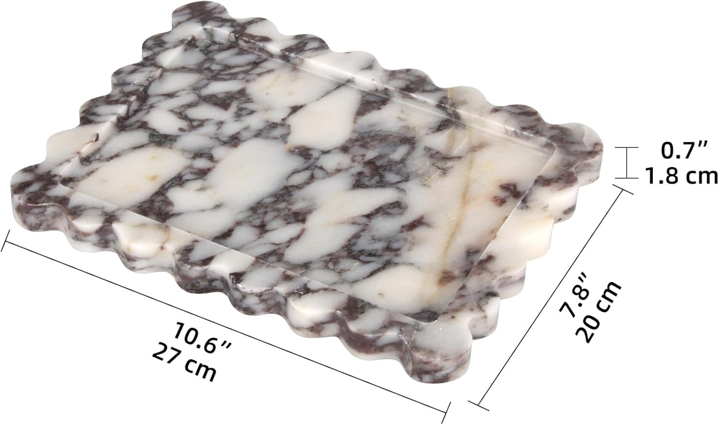 HESHIBI Marble Decorative Tray, Square, 8x8 inches, Rosso Lepanto, Luxury Natural Stone, Bathroom Vanity, Dresser Top, Kitchen Sink, Trinket Ring Tray