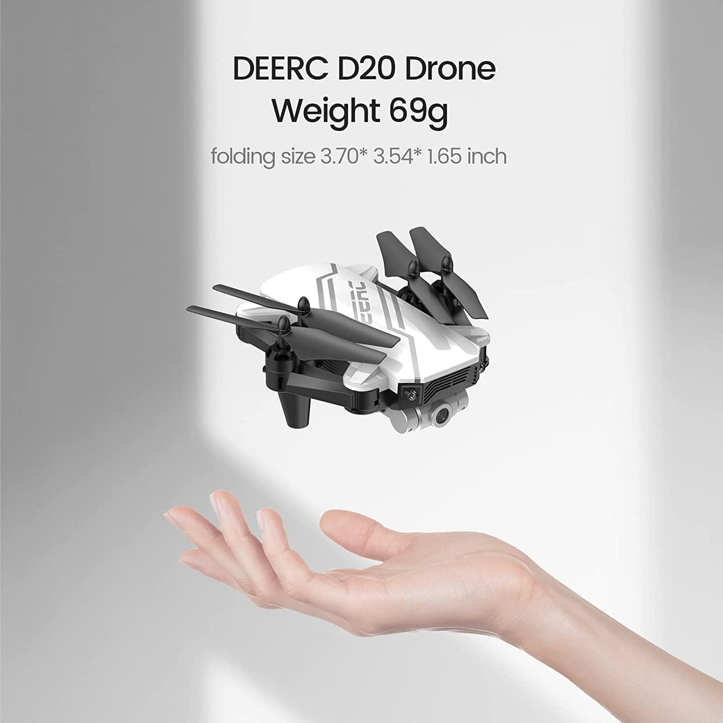DEERC D20 Mini Drone Foldable for Kids with 720P HD FPV Camera Remote Control Toys Gifts for Boys Girls with Tap Fly,Auto Hover,Voice/Gesture Control,Speed Adjustment,2 Batteries,3D Flip