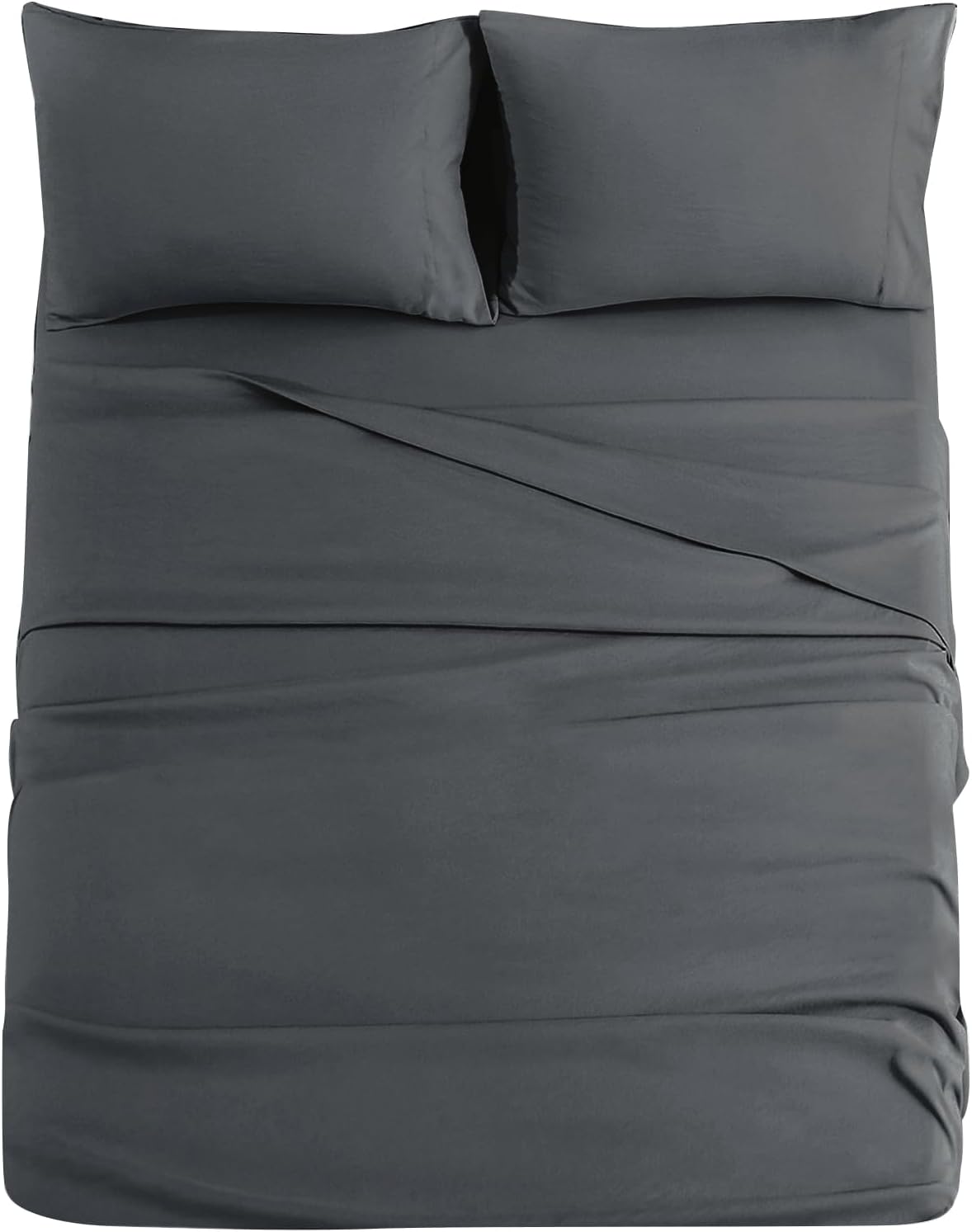 JOLLYVOGUE Queen Size Bed Sheet Set - 4 Piece Bed Sheets Set with Deep Pocket - Soft Breathable & Cooling - Resists Shrinkage & Fading Draps Queen - Easy Care (Dark Grey)