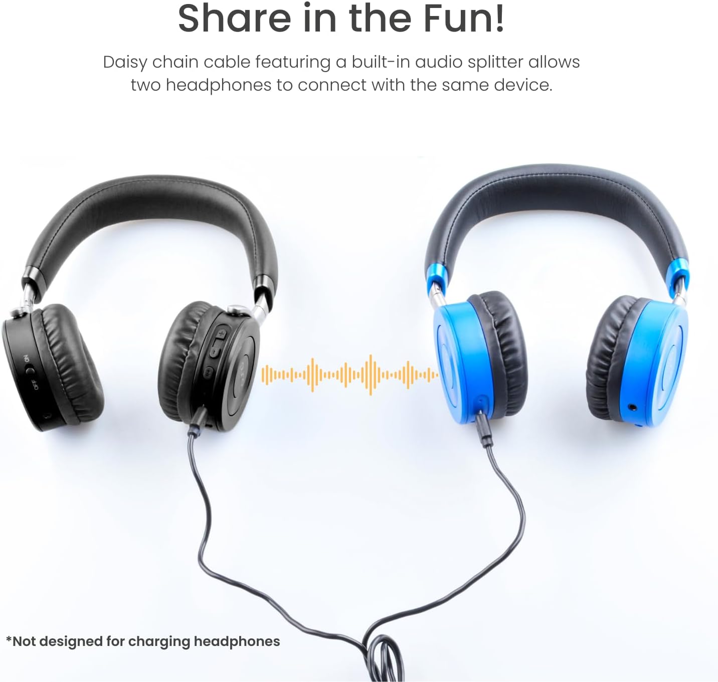 JuniorJam Plus Volume Limiting Headphones for Kids, Foldable & Adjustable Bluetooth Headphones, 22-Hour Battery Life USB-C Charging (Black)
