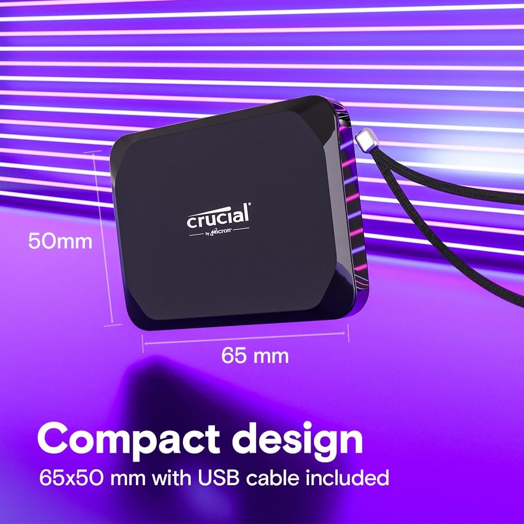 Crucial X9 4TB Portable SSD, Up to 1050MB/s, USB 3.2 USB-C, External Solid State Drive, Compatible with Windows, Mac, & Android, Reliable Storage for Games, Files, & Backups, Black - CT4000X9SSD902