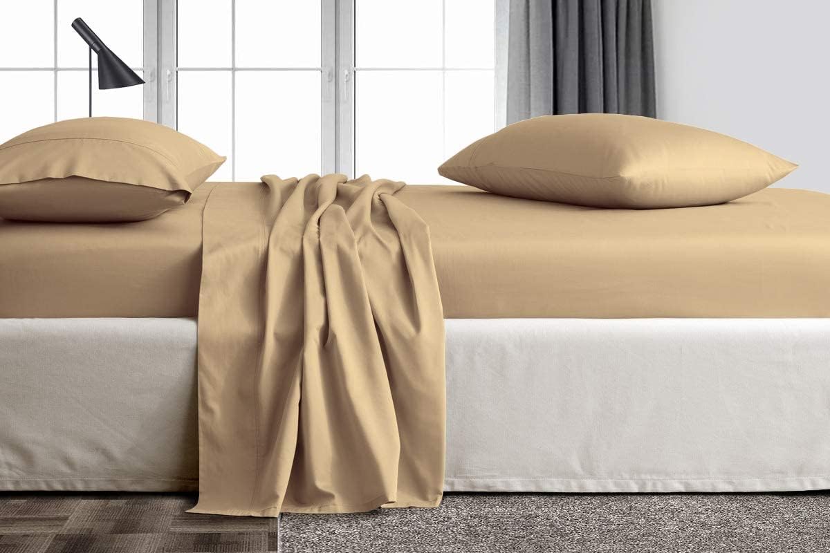 Linen Sheets 100% Egyptian Cotton- Twin-XL Sheet Set 4 Piece- 1000 Thread Count- Fits Upto 18" Deep Pocket- Long Staple Cotton Bedding, Sateen Weave-Light Blue Solid