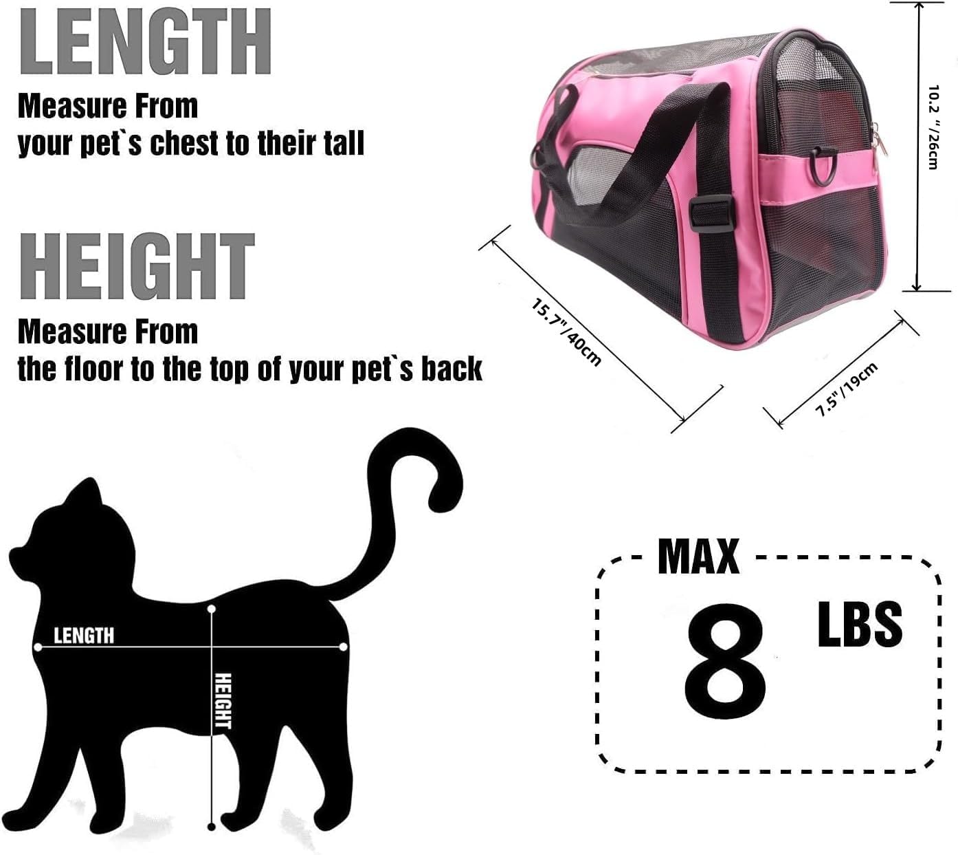 ZaneSun Cat Carrier,Soft-Sided Pet Travel Carrier for Cats,Dogs Puppy Comfort Portable Foldable Pet Bag Airline Approved (Small Rosered)