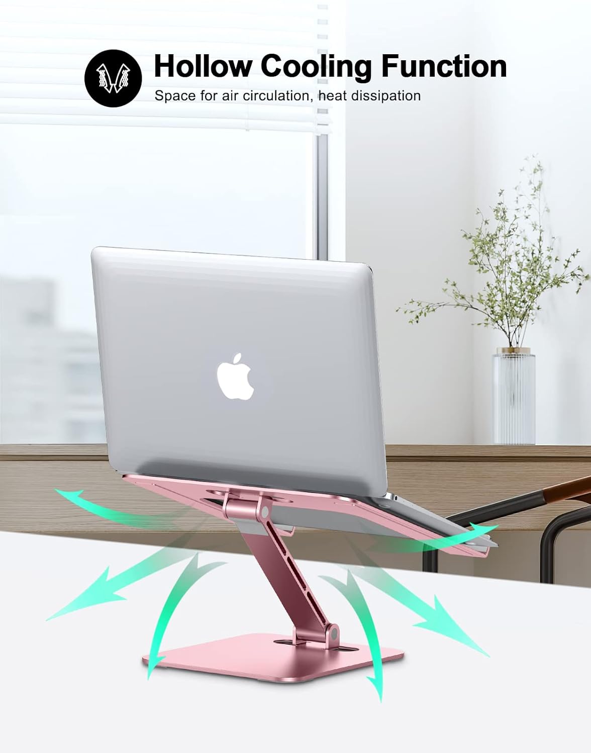 Zewwen Laptop Stand for Desk, Ergonomic Adjustable Foldable Computer Stand with Heat-Vent, Aluminium Alloy Laptop Riser Compatible with MacBook Air, Pro, Dell XPS, Samsung, 10”-16"