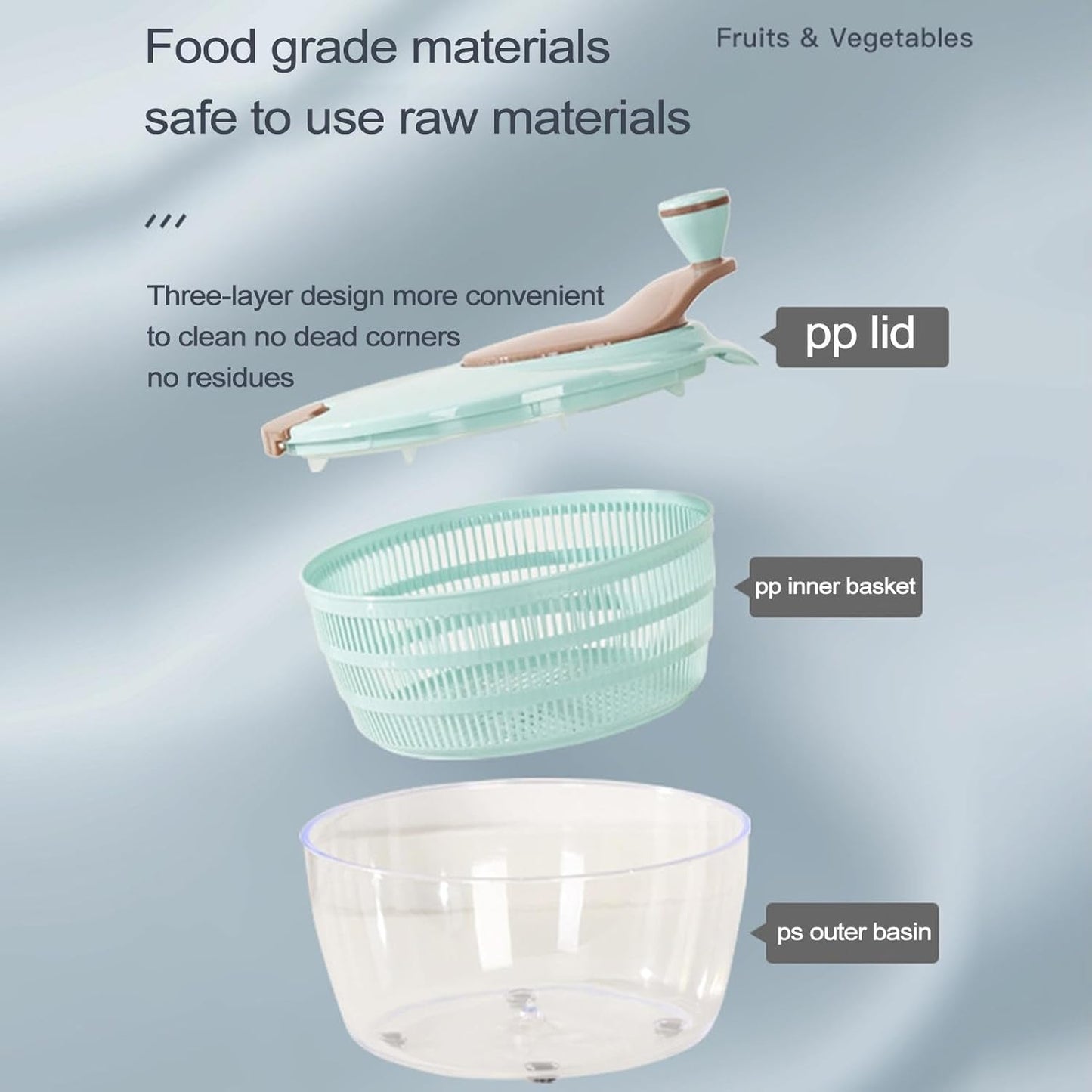 Salad Spin Washer Dryer,Quick and Easy Multi-Use Lettuce Spinner,Vegetable Dryer,Fruit Washer for Washing Fruits