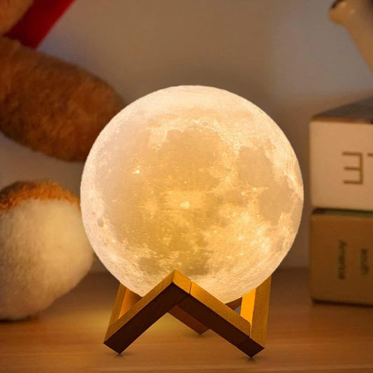 CPLA Moon Lamp Upgrade 128 Colors, 5.9inch/ 15cm 3D Night Light Wooden Stand & Remote/Touch Control and USB Rechargeable, Gifts for Women Girls Boys Girlfriend Birthday