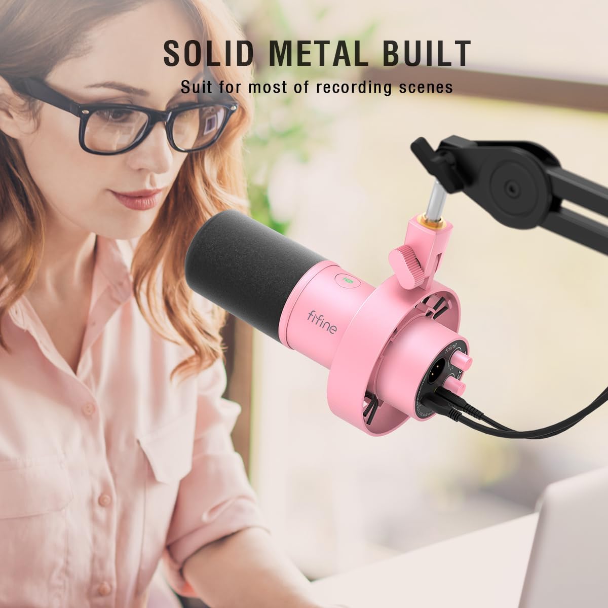 Fifine XLR/USB Podcast Microphone, PC Recording Dynamic Mic for Streaming, Studio, Vocal, Voice-Over, Instruments, Metal Cardioid Mic with Tap-to-Mute, Monitoring Headphone Jack, Gain Knob-K688