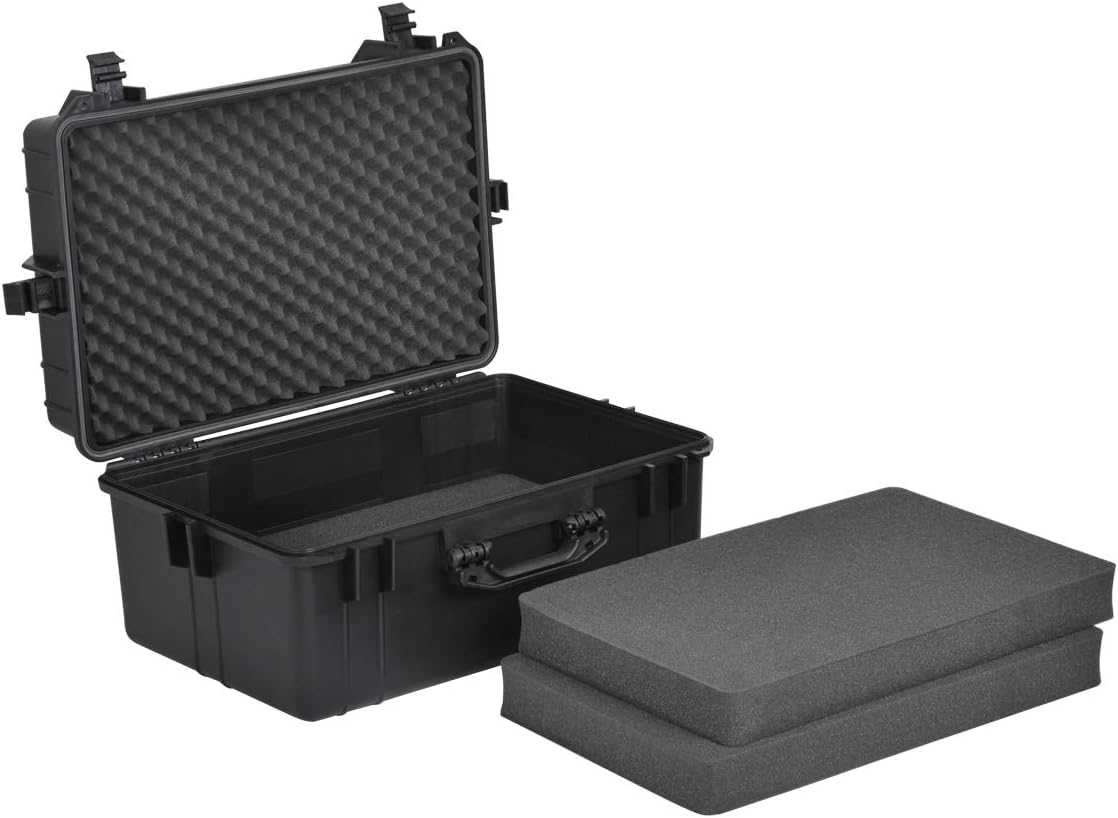 MEIJIA Portable Waterproof Protective Hard Case,Camera Case with Customizable Fit Foam Inserted, Elegant Black (9.17"x 7.56"x4.33")