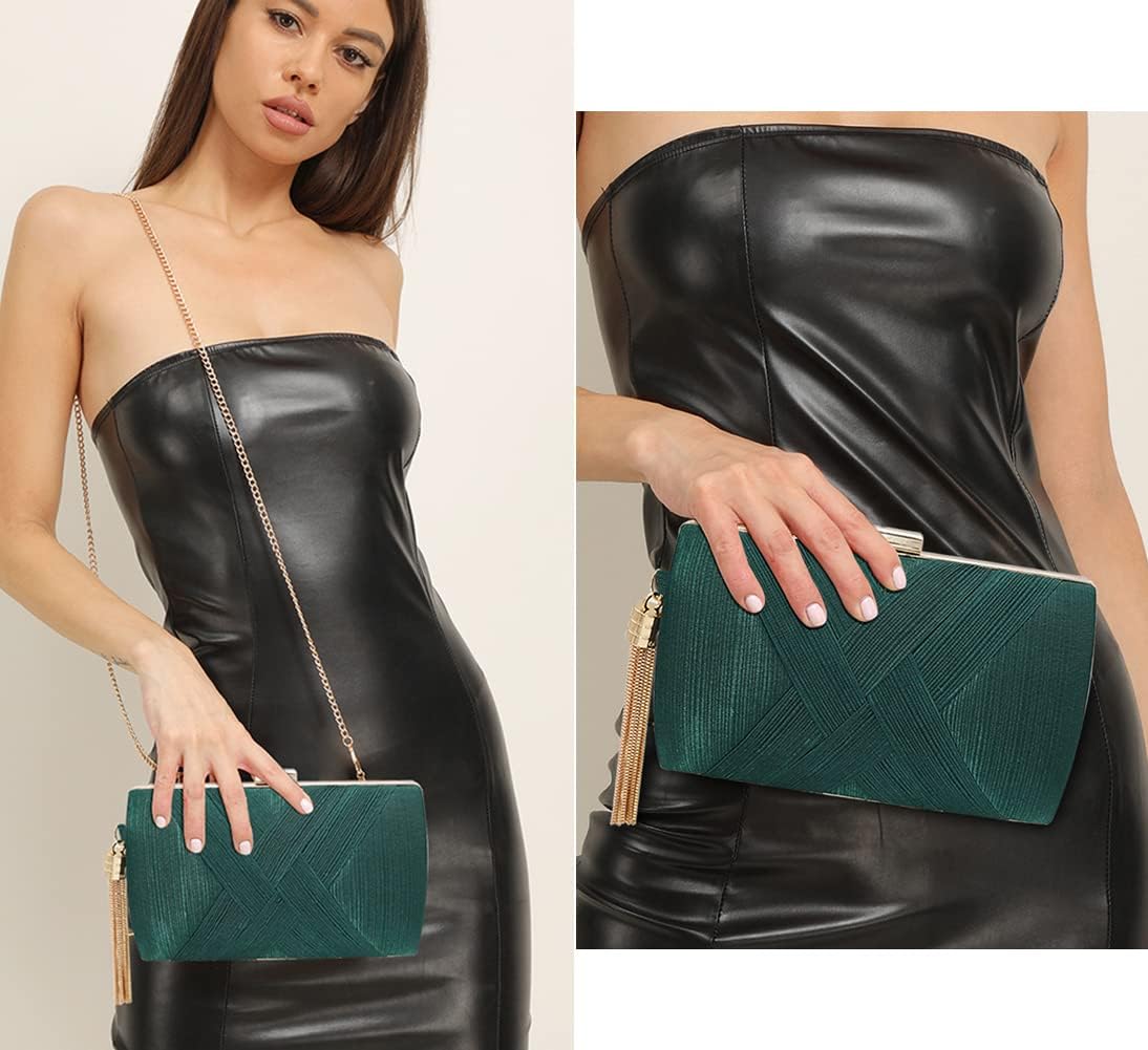 Women's Evening Bag Clutch Purses Tassel Crossbody Bags for Wedding Prom Night out Party